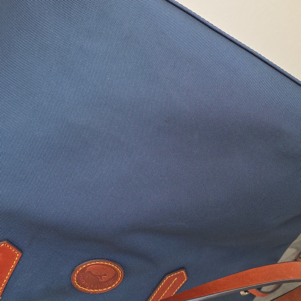 Dooney & Bourke Nylon Navy Tote Bag with Brown Leather - Picture 8 of 9